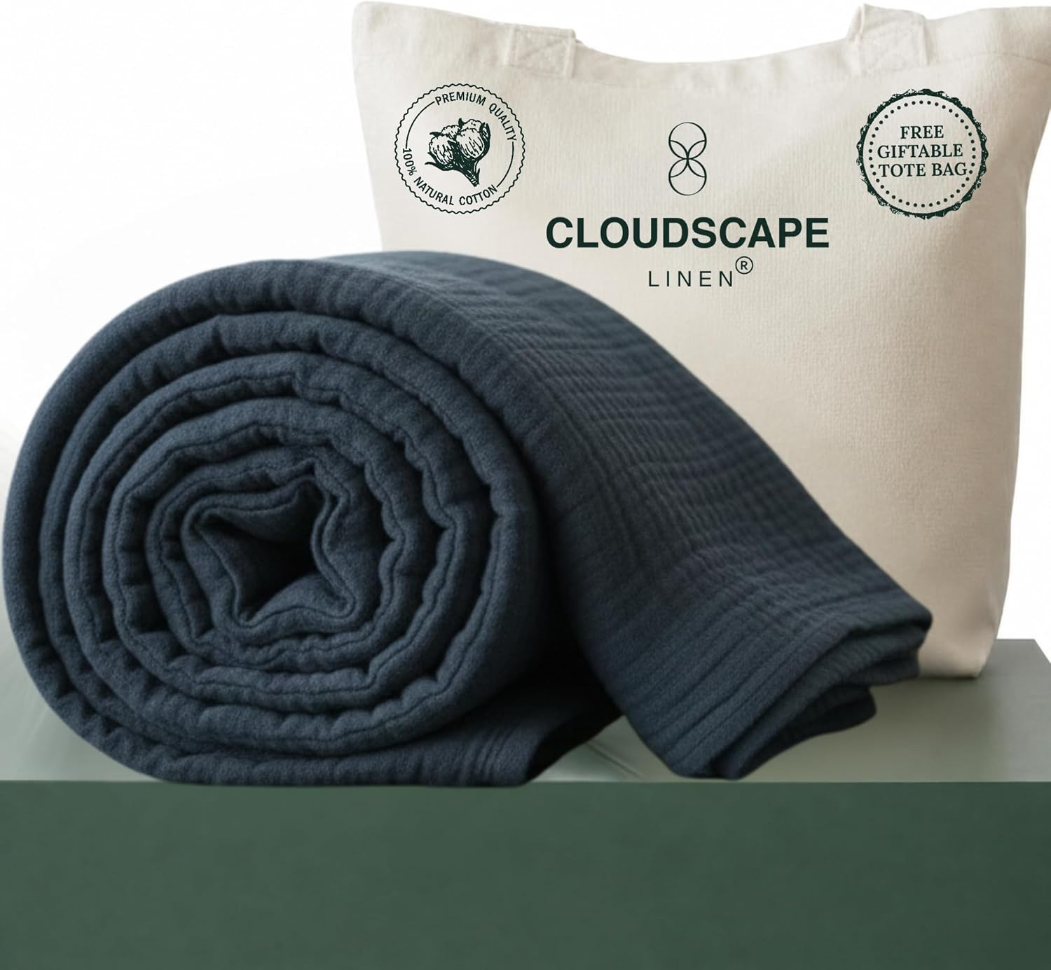 CLOUDSCAPE 4-Layer Cotton Muslin Blanket - Queen Size Ensign Blue gallery