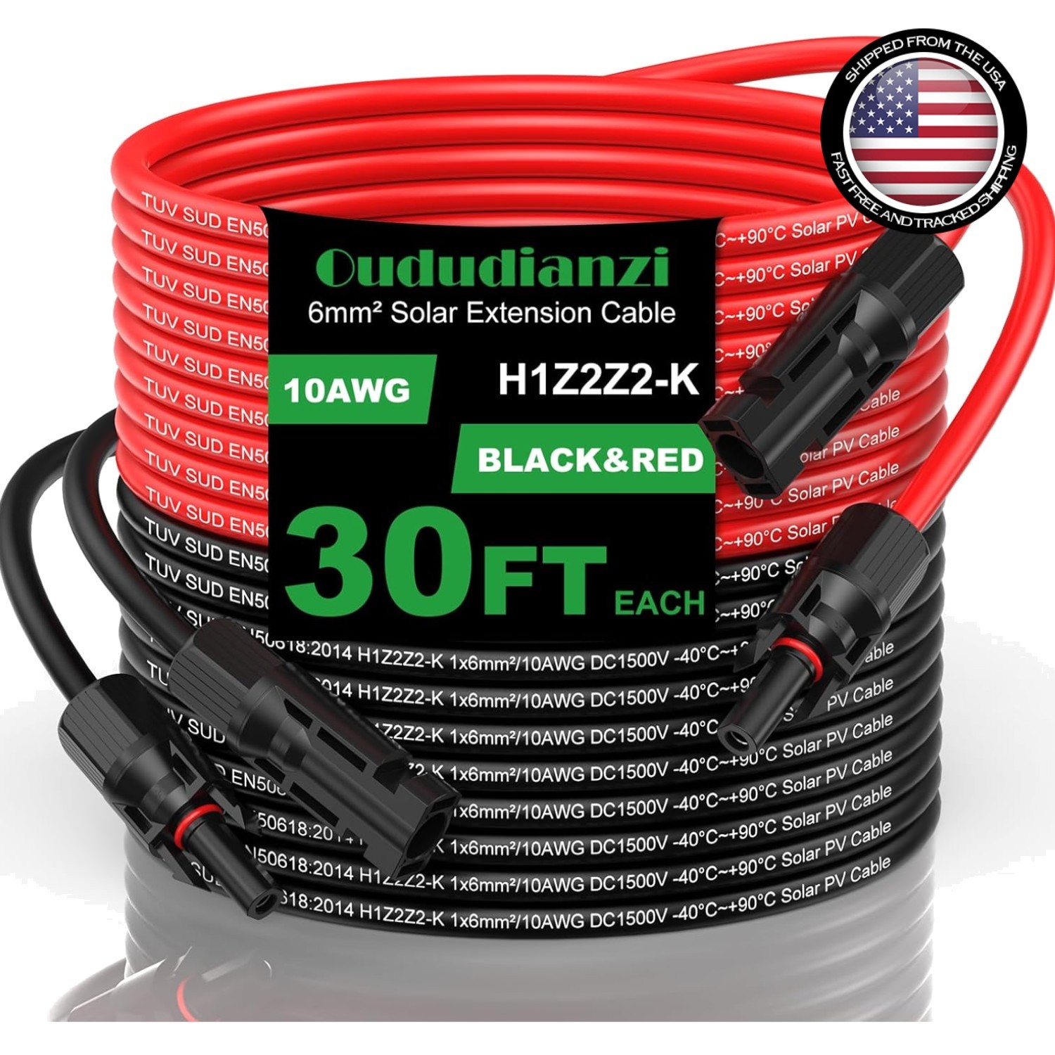 10AWG Tinned Copper Solar Extension Cable 30Ft - Durable & Weatherproof Solution gallery