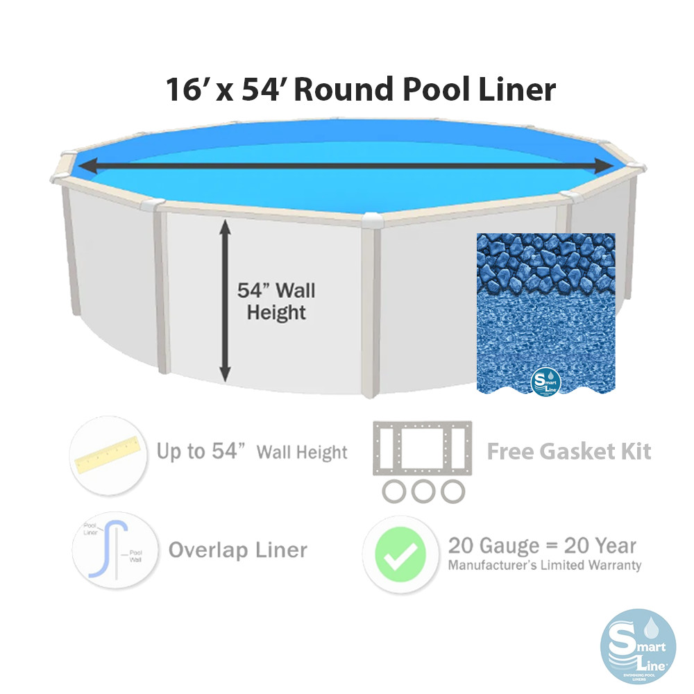 Smartline 16' x 54" Round Swimming Pool 20 Gauge Overlap Liner - Choose Pattern gallery