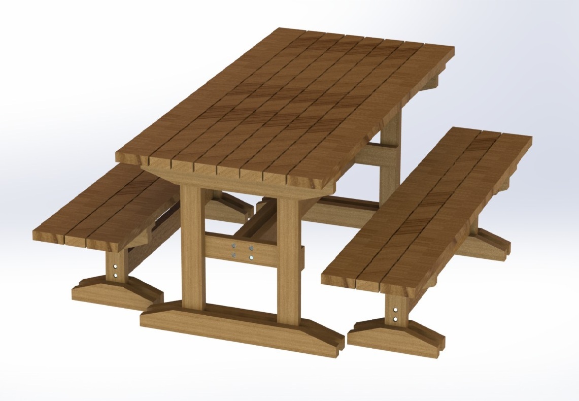 8ft Trestle Style Picnic Table with Benches Plans - Easy to Build gallery