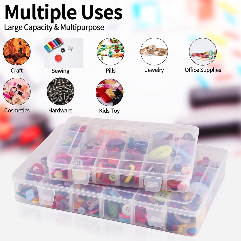18 Grids Plastic Organizer Box Removable Dividers Clear Compartment Storage Bead gallery