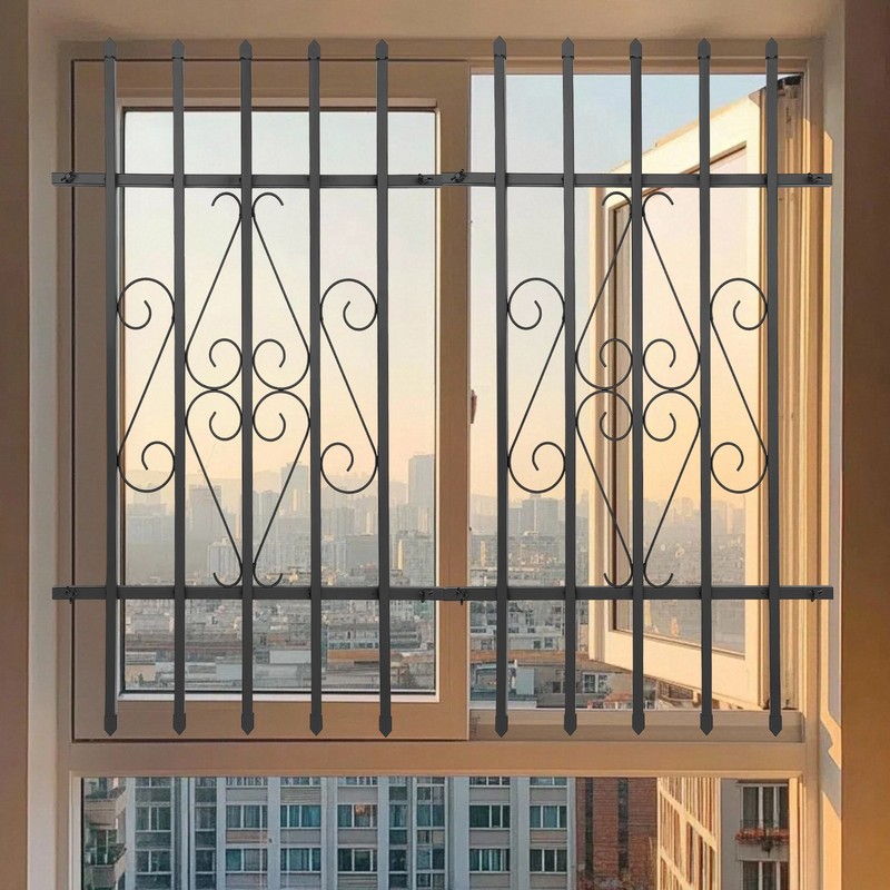 2Pcs 24"x 36" Window Security Bar Guard Black Iron Safety Steel Bar Guard Grills gallery