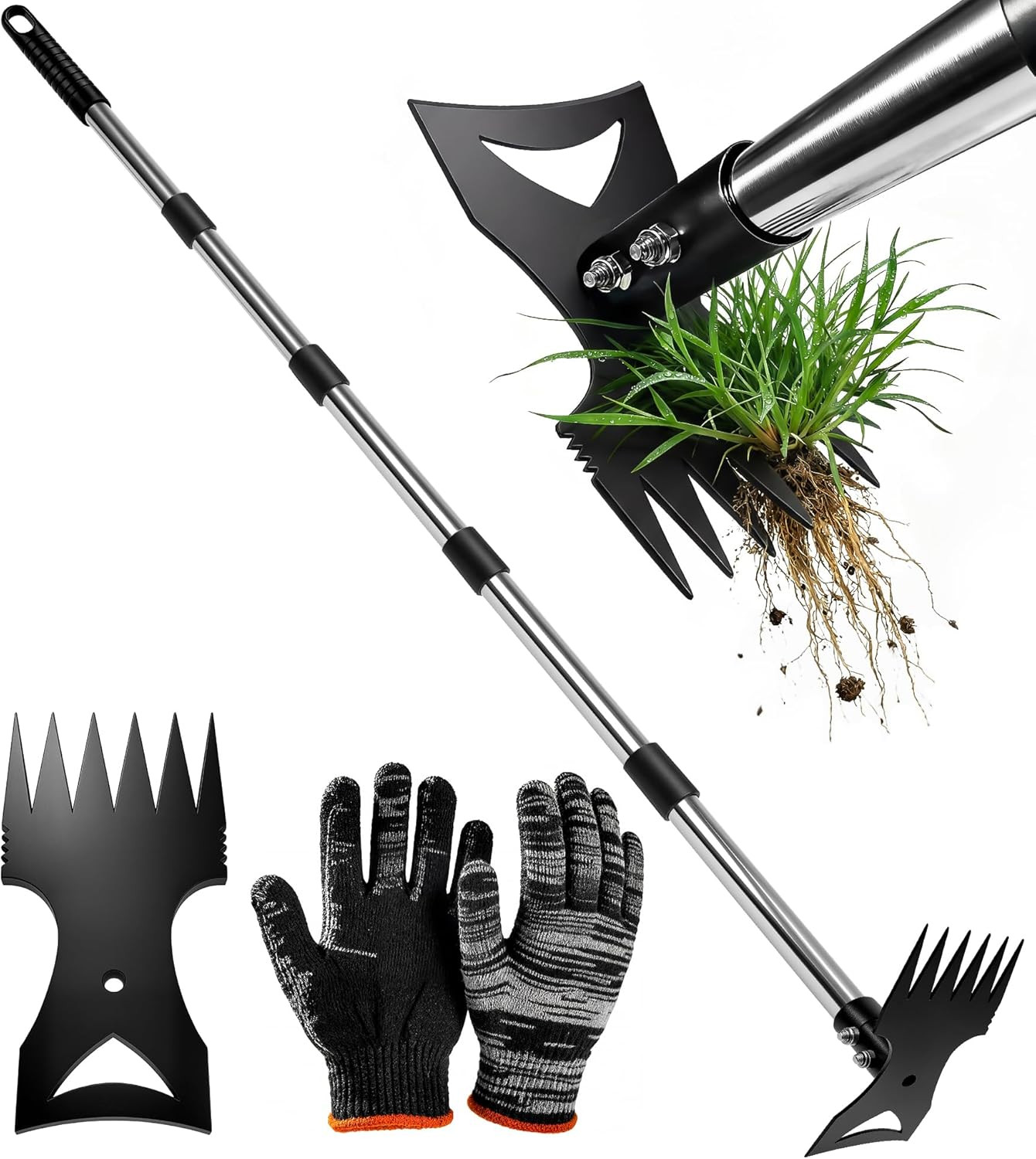 71-Inch Heavy-Duty Weed Puller Tool with Adjustable Handle and Gloves gallery