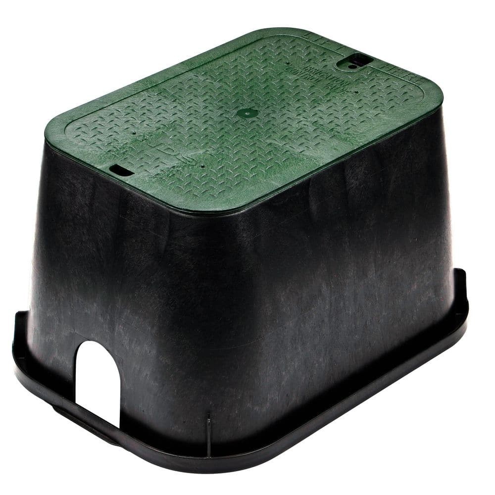 14 in. X 19 in. Rectangular Valve Box and Cover, Black Box, Green ICV Coverr