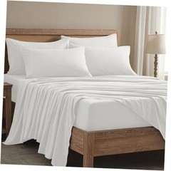 Sheet Set – 6 Piece Sheets Size Bed Set – Breathable & Cooling Queen White