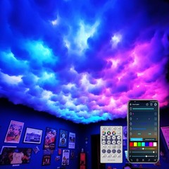 USB 3D Cotton Thundercloud LED Light 17ft, Multicolor – APP & Remote Control