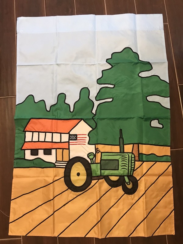 VTG Tractor Large Yard Flag Winter Fall Summer Applique Lot of 3 Outdoor HTF gallery