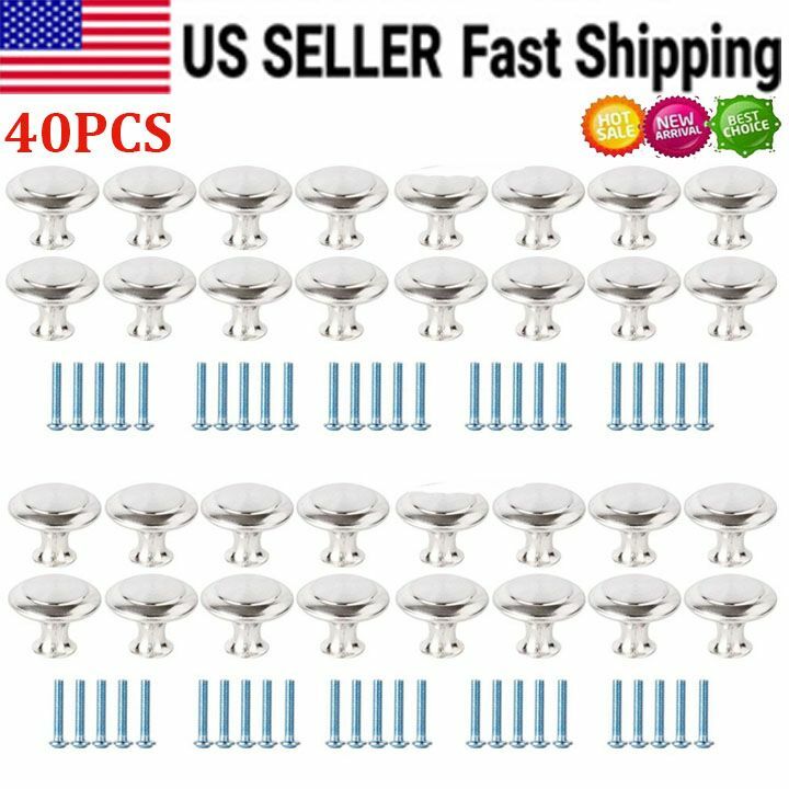 40PCS Stainless Steel Door Knobs Cabinet Handles Cupboard Drawer Kitchen Pulls