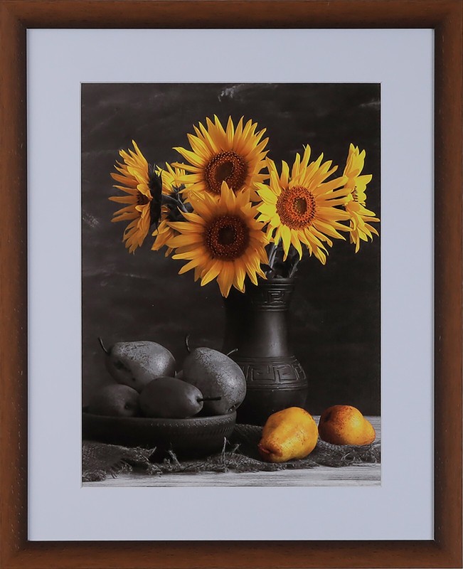 Custom Matted Picture Poster Frame & Mat 1-1/8" Brown Modern 313VIII 16x20 24x36 gallery