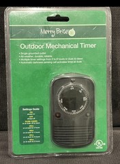 Merry Brite Outdoor Mechanical Timer, 2-8 hours or Dusk-Dawn, Single Outlet *New