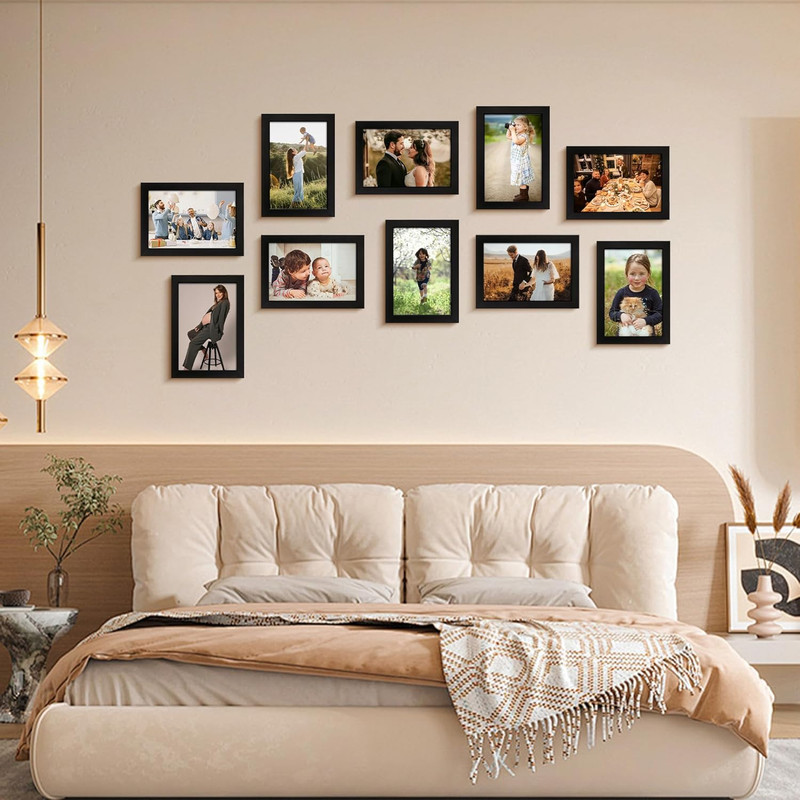4"x6" Black Picture Frames Set MDF Wall or Tabletop Display Frames Set of 2 gallery