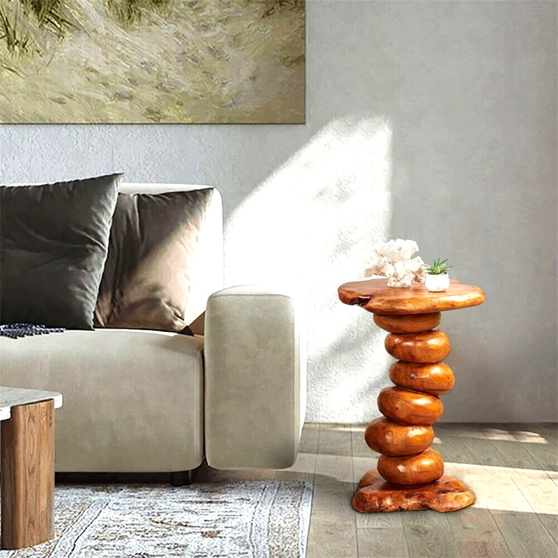 GREENAGE Cedar Roots Multibeads Stand Stool Tree Stump Side Table 23.6" H Rustic gallery