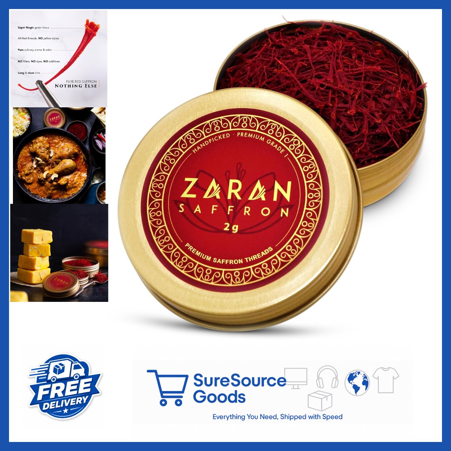 Premium Saffron Spice Threads for Paella Risotto Tea Culinary Uses 2 Grams gallery