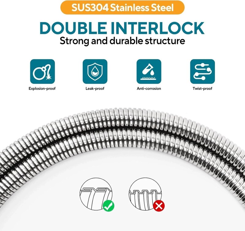 10FT Shower Head Hose Handheld Extra Long Stainless Steel Bathroom Tube US gallery