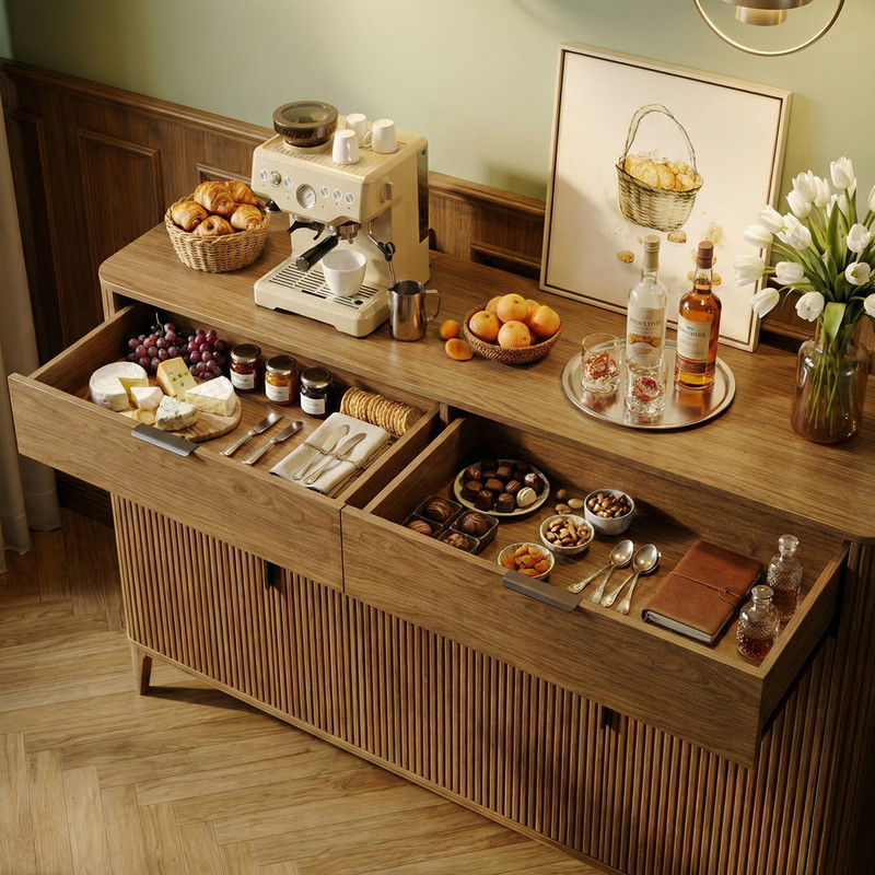 Sideboard Buffet Cabinet with Storage, 63" Large Kitchen Storage with Drawers gallery