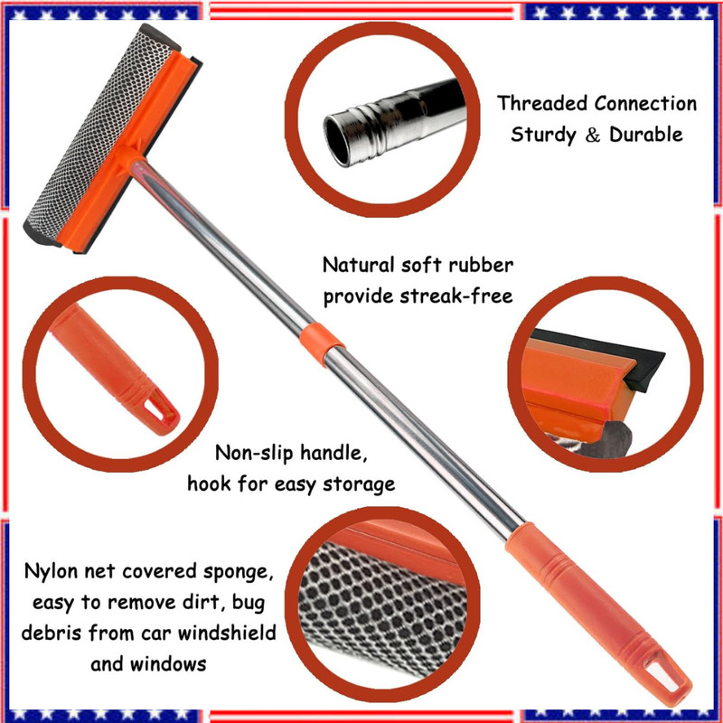 Windshield Cleaner Tool 2 in 1 Car Window Squeegee with Extendable Handle gallery