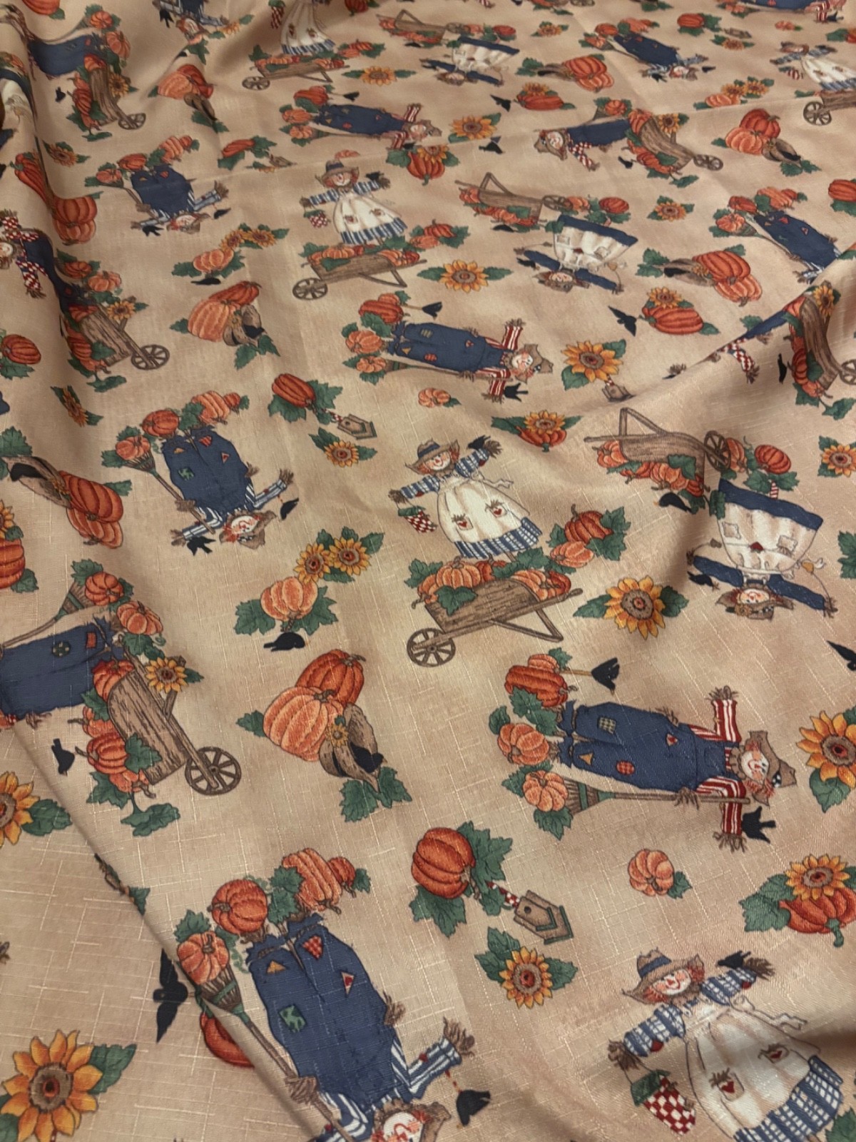 Fall Tablecloth 59 1/2 x 119 in. - Pumpkins w/ Scarecrows Fall Decor gallery