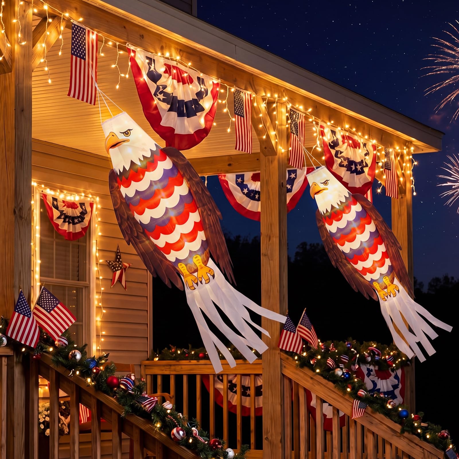 2 Pcs 40 Inch USA American Windsock 4th of July Patriotic Eagle Wind Sock 250... gallery