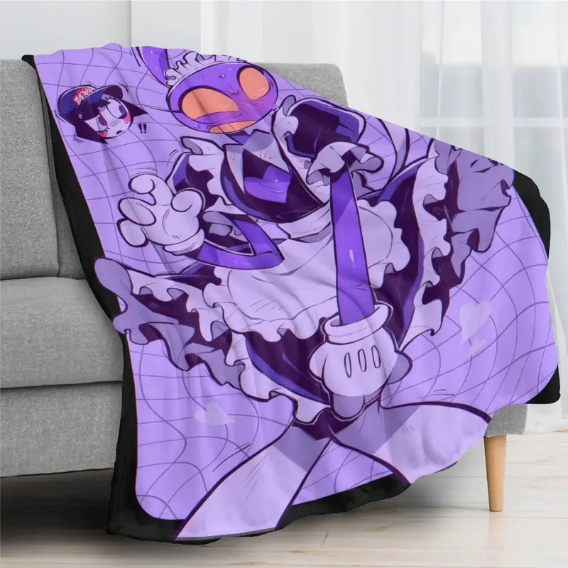Purple Rabbit Maid Aesthetic Flannel Blanket Cute Anime Style Cozy Sofa Throw gallery