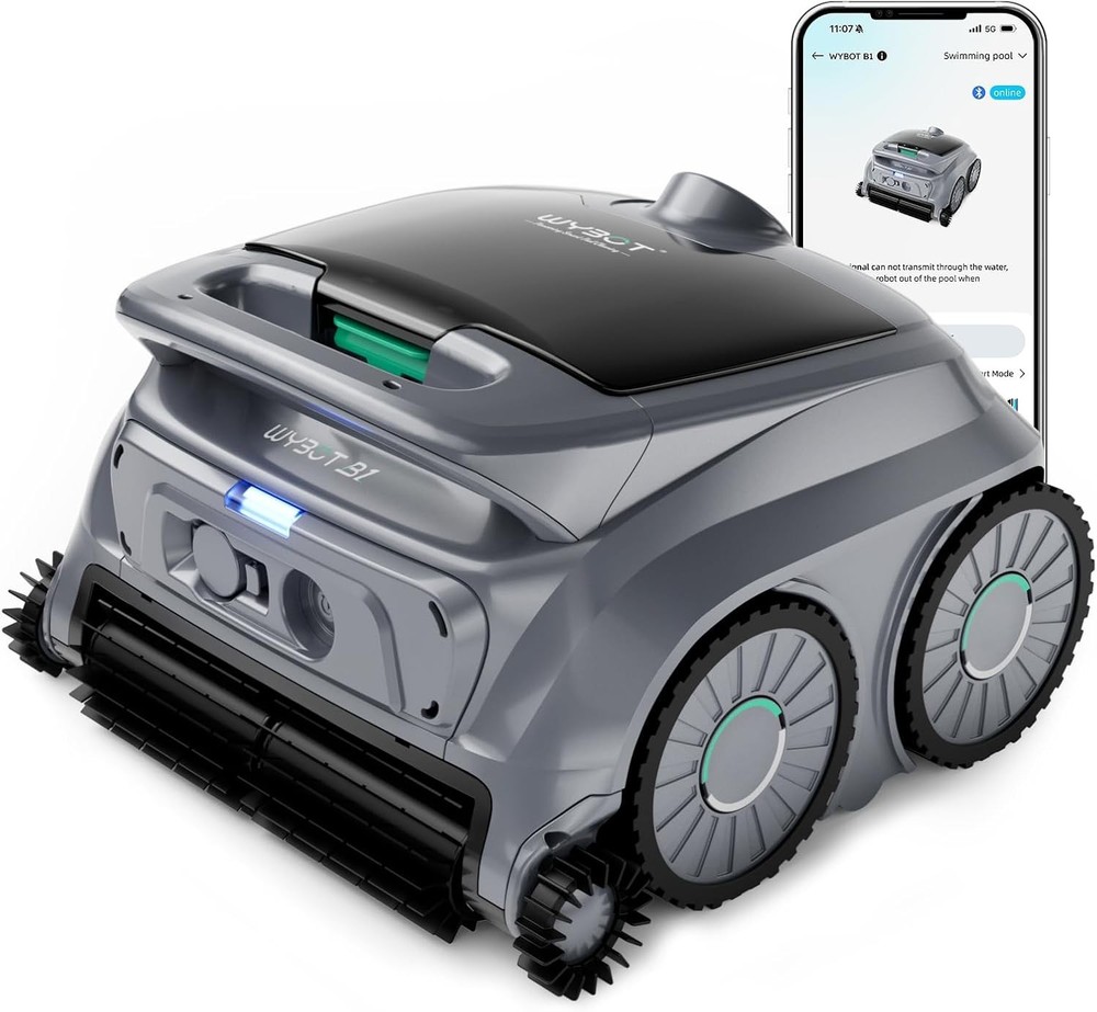 WYBOT B1 Robotic Pool Cleaner Floor Wall Cleaning 100 Minute Runtime 2026 Grey