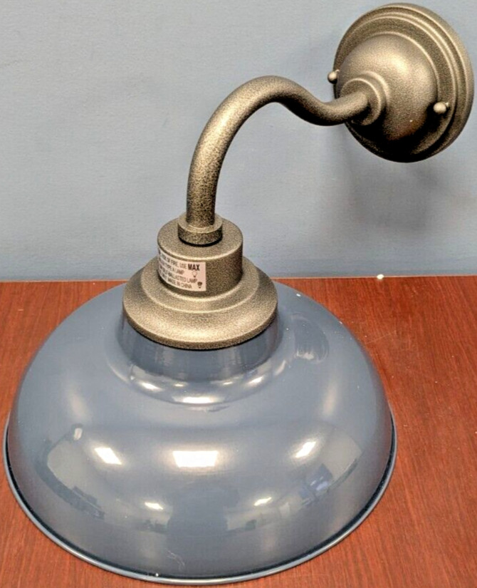 TRANS GLOBE 1-LAMP GOOSENECK WALL SCONCE OUTDOOR LIGHT FIXTURE BLUE GRAY E26 60W gallery