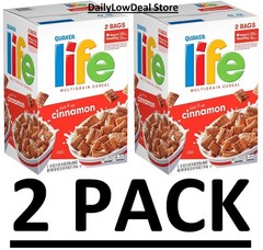 2 PACK -Quaker Cinnamon Life Multigrain Cereal 62 oz Each (Total 7.75 lbs)