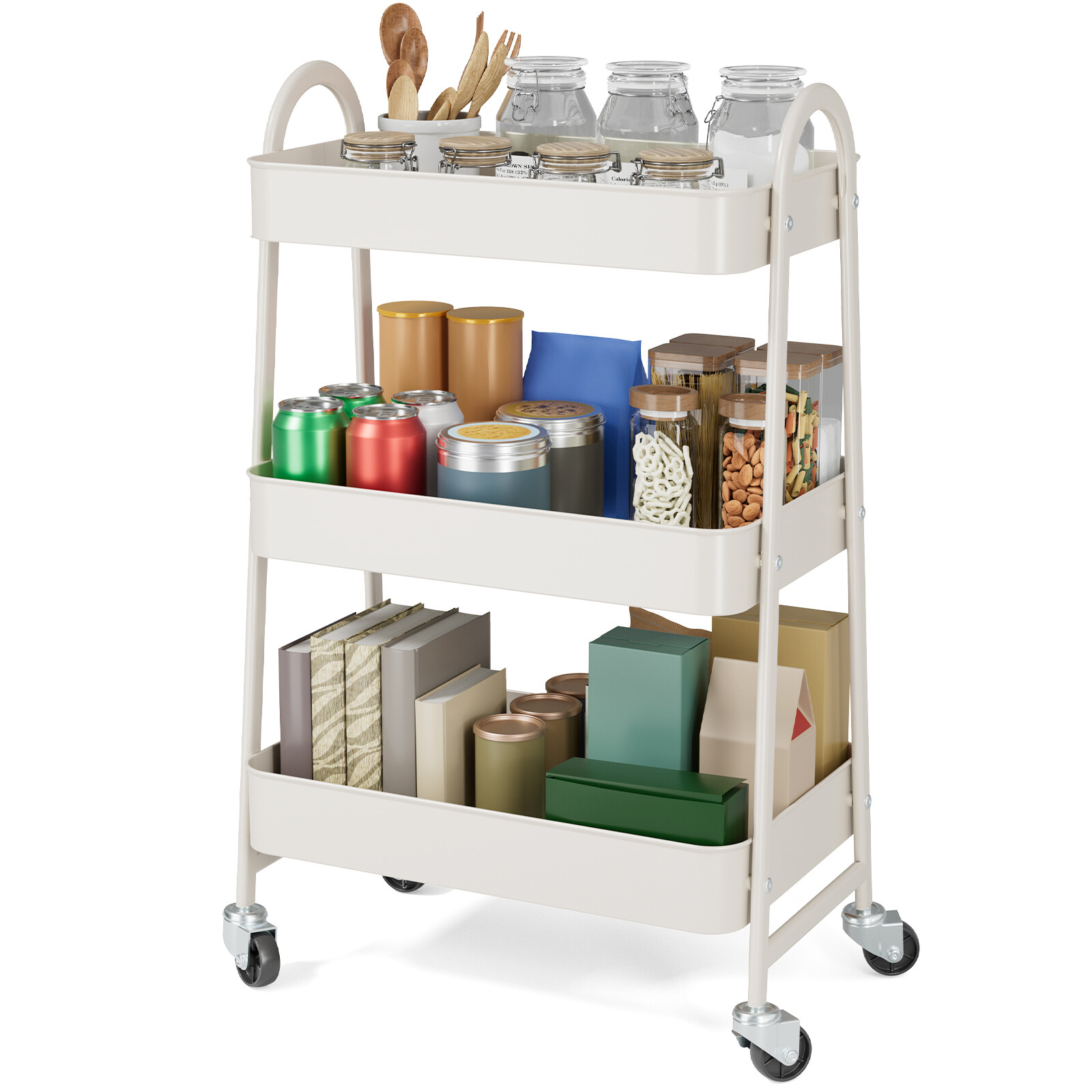 3-Tier Small Rolling Metal Storage Organizer Mobile Utility Cart Kitchen Cart gallery