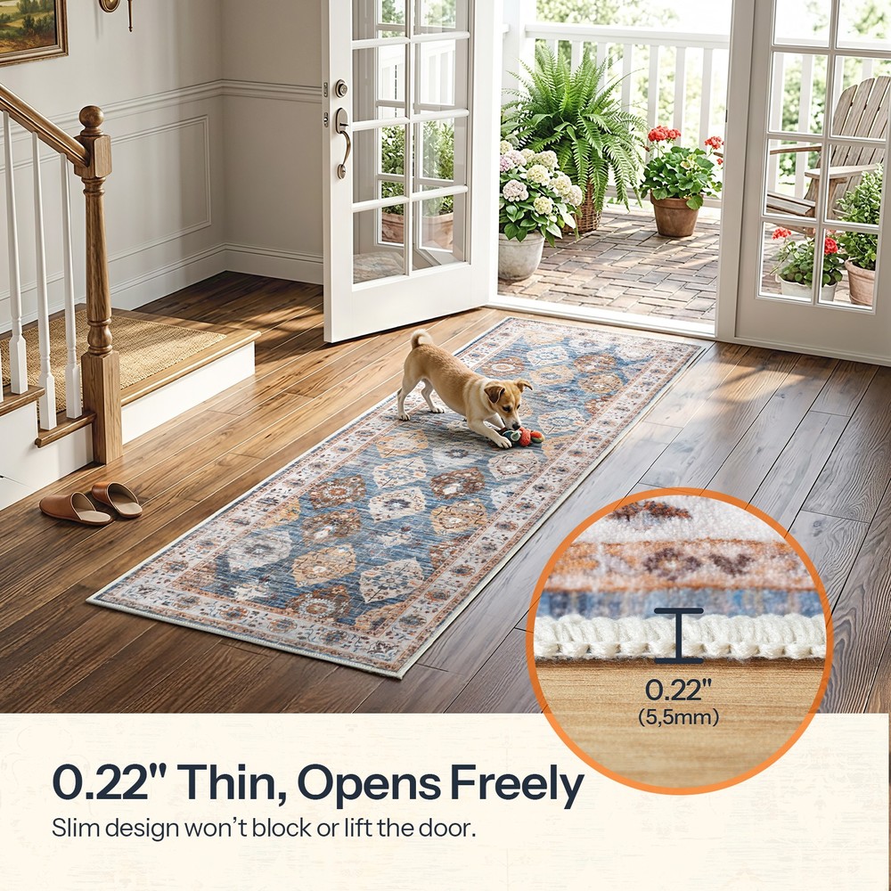 HOOBRO Area Rug Machine Washable Carpet Rugs with Non-Slip TPR Rubber Backing