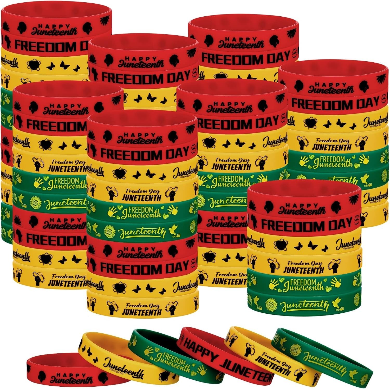 60 Pcs Juneteenth Rubber Bracelets Black History Month Party Favors Juneteenth P gallery