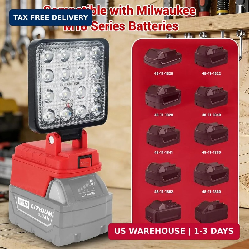 Cordless LED Work Light Compatible with Milwaukee M18 Battery, 5400 Lumens LED F gallery