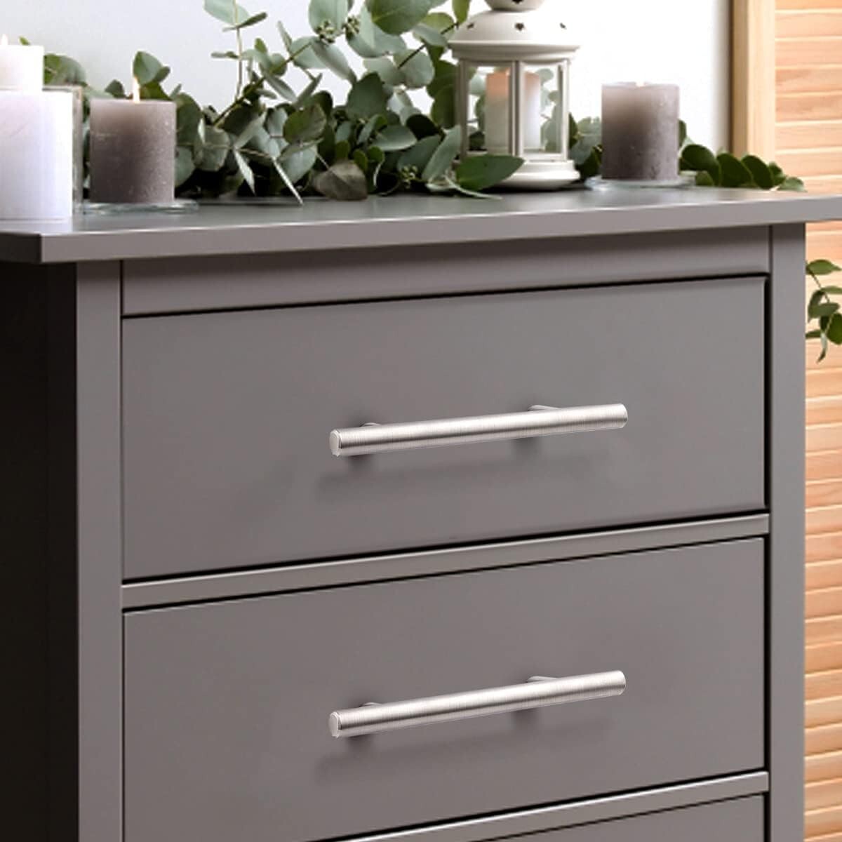 10 Pack Probrico 4 Inch Modern Satin Nickel Bar Cabinet Drawer Handles Pulls gallery
