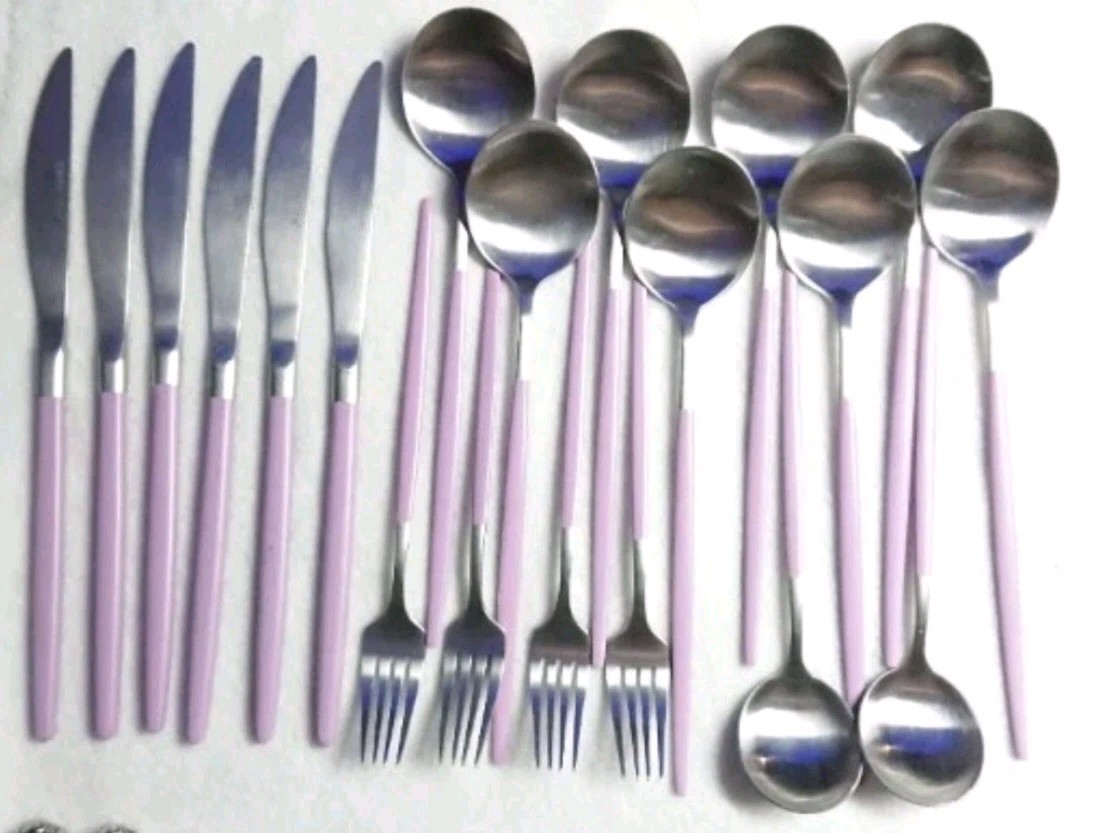 Crofton Unknown Pattern Purple Handle Flatware Lot 18 Pc gallery