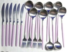 Crofton Unknown Pattern Purple Handle Flatware Lot 18 Pc