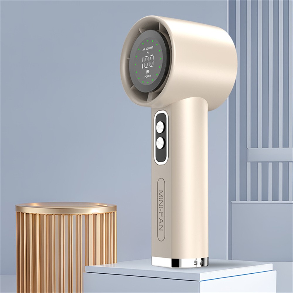 Stepless Speed Handheld Fan, LED Display USB Rechargeable for Office Travel gallery