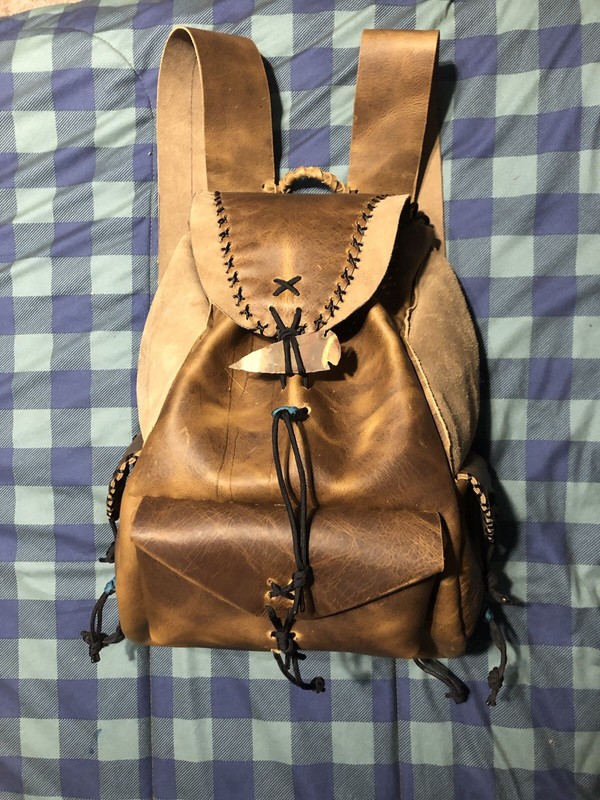 Leather Backpack Survival Pack Genuine High Quality Leather 3