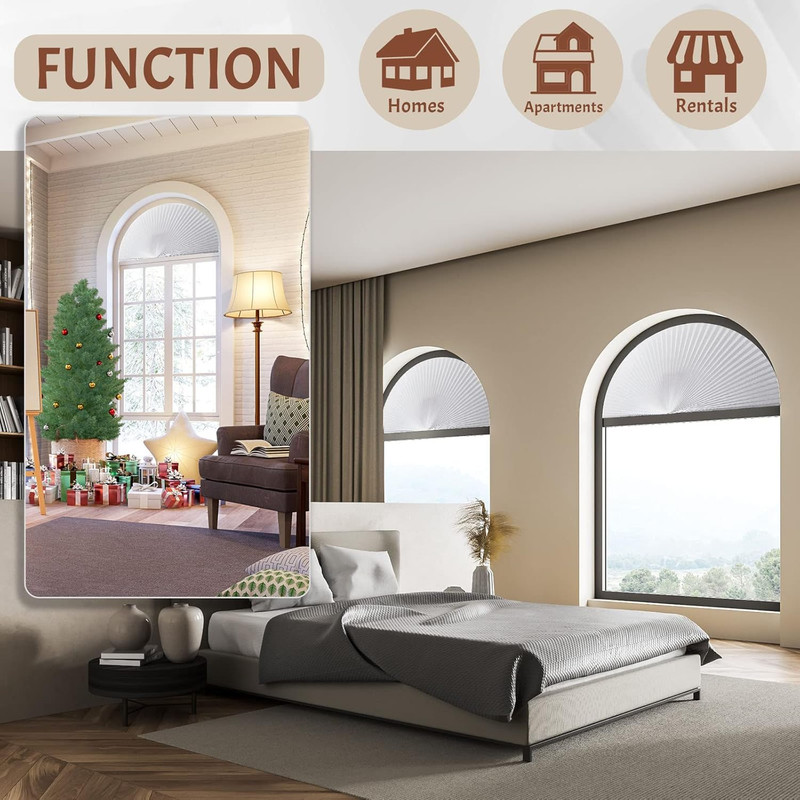 2 Pcs 36 X 72 Arch Half Circle Window Shades Window Pleated Blinds Light Filter gallery