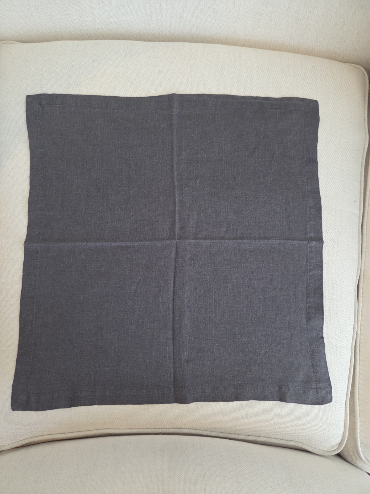 Sur La Table 100% Linen Gray Solid Square Cloth Napkins Set of 11 gallery