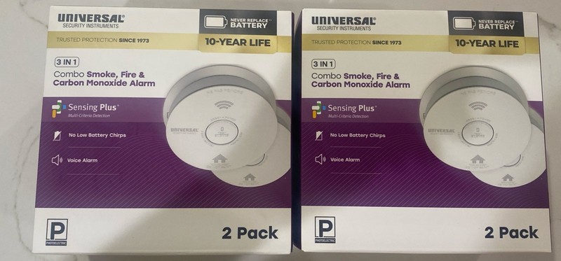 2 pack UNIVERSAL Combination Smoke & Carbon Monoxide Detector With Voice Alarm gallery