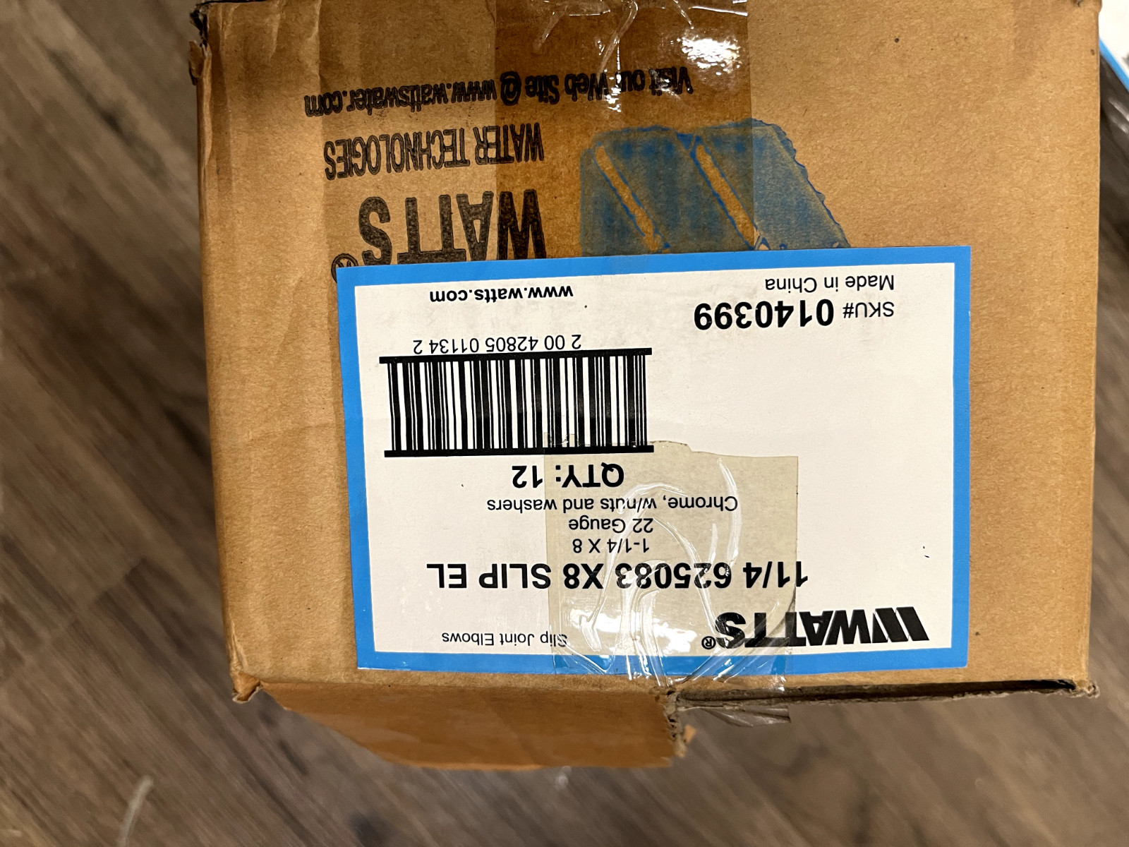 Watts 625083 1-1/4" x 8", 22 GA, Chrome Slip Joint Elbow, W/Nuts & Washers P42 gallery