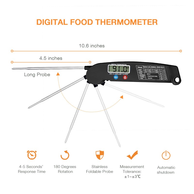 Instant Read Digital Meat Thermometer BBQ Grill Smoker For Kitchen Food Cooking gallery
