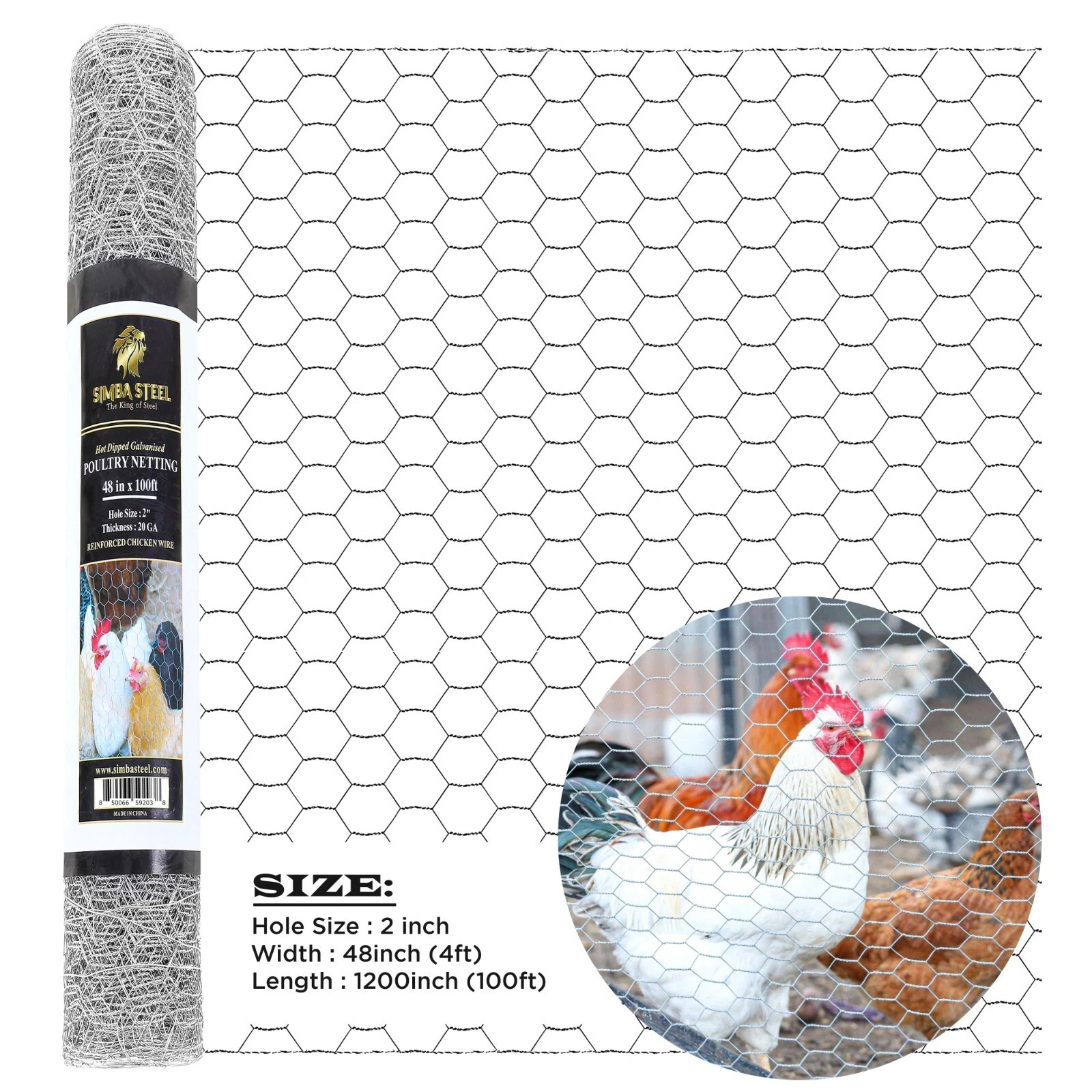 4FT x 50 FT Galvanized Poultry Net BEST Metal Mesh Fencing Chicken Wire 2" Hole gallery