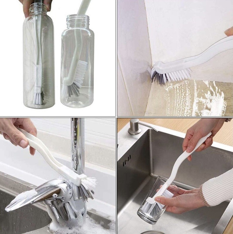 🌟2-Pack Kitchen Scrub Brush Set For Bottles, Dishes, Window, Grout Edges Corner gallery