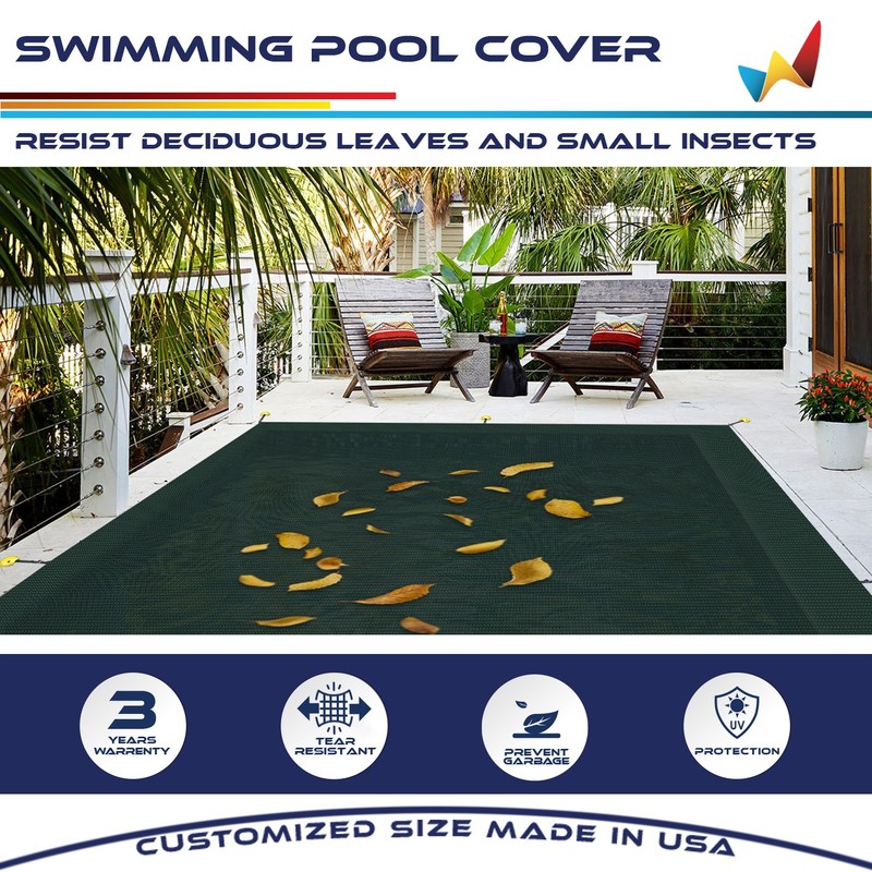 Wire Rope Rectangular Inground Swimming Pool Winter Cover Pool Safety-Green gallery