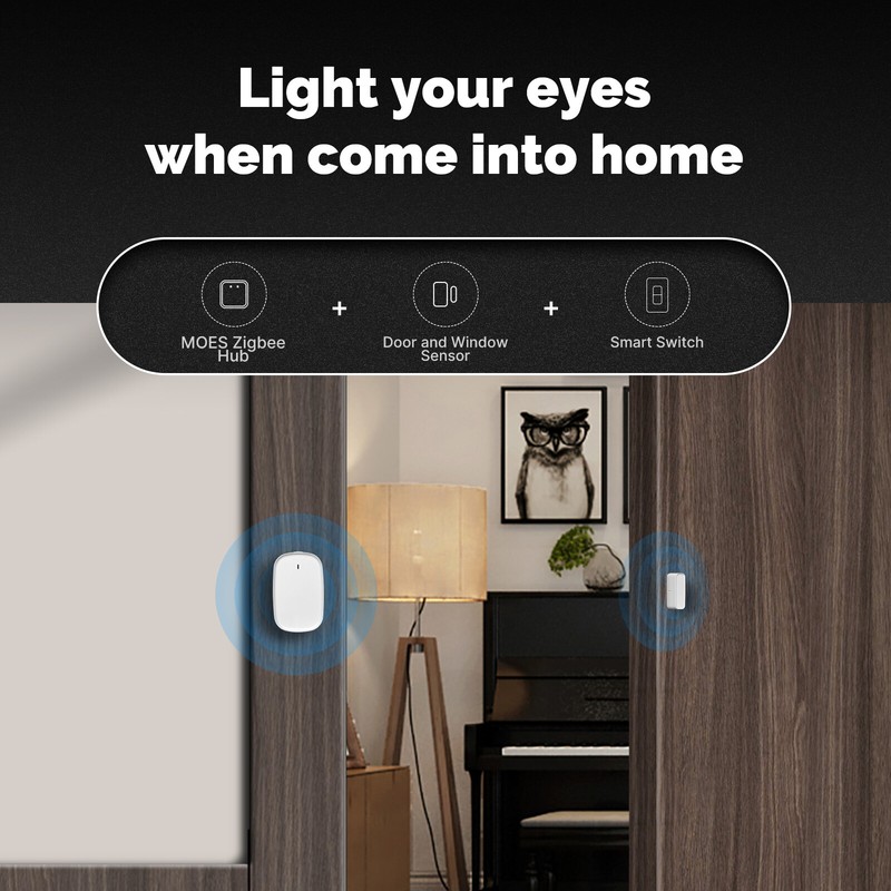 MOES ZigBee Smart Door Window Sensor Detector Home Alarm System Alexa Google APP gallery