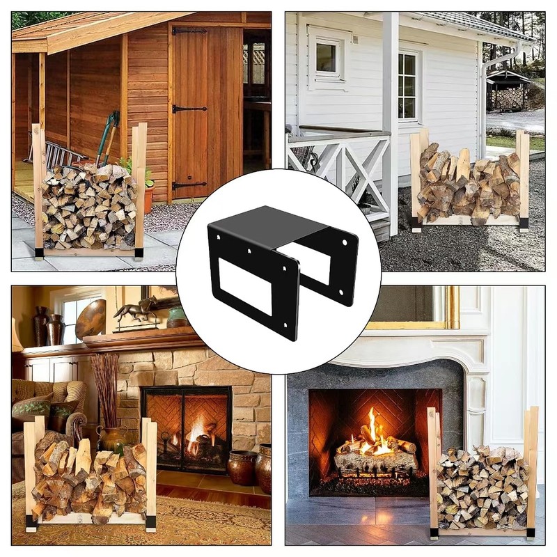 4 Pack Firewood Log Storage Rack Bracket,Indoor Outdoor Adjustable Heavy Duty gallery