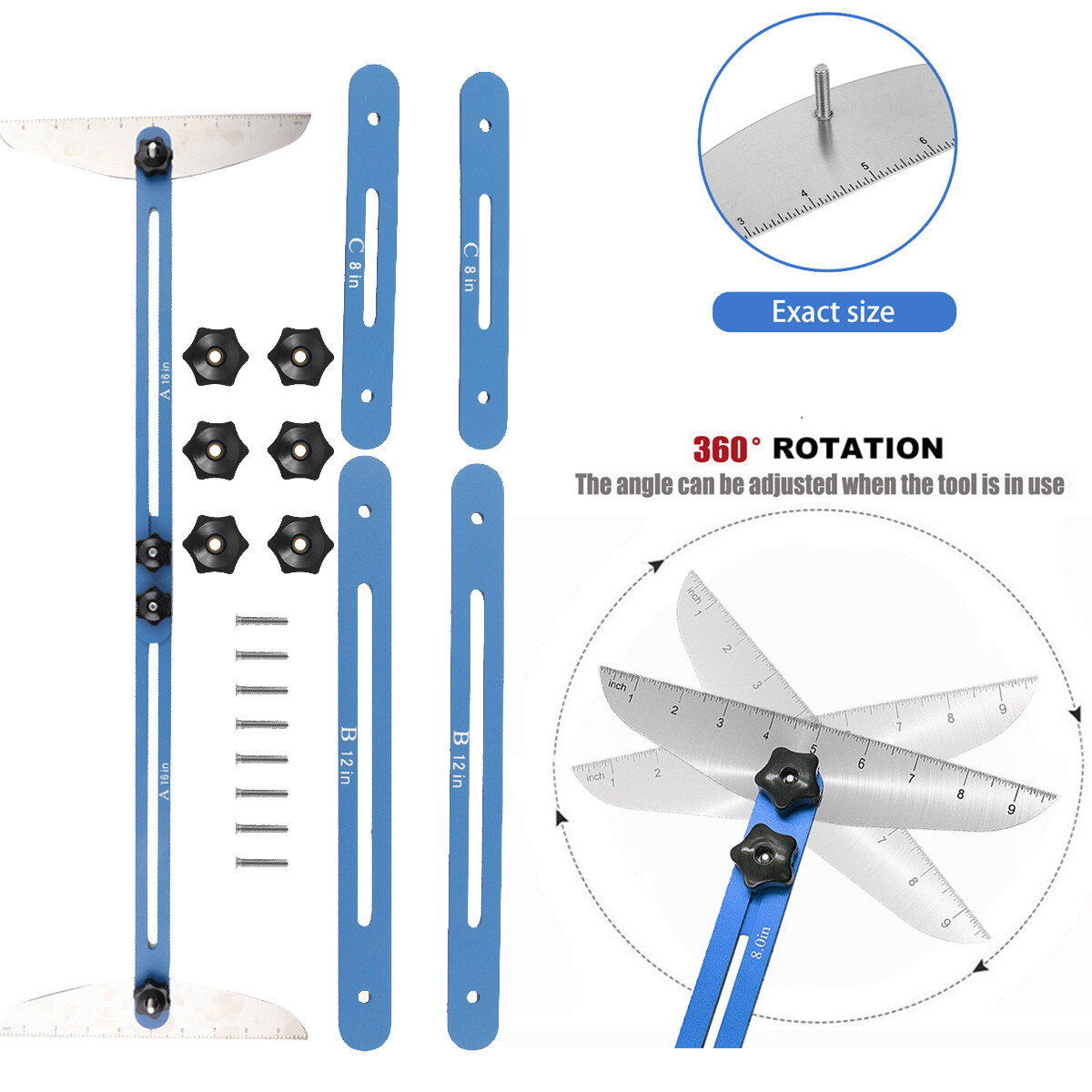 Stair Treads Template Tools Measuring Tool Tool Adjustable Ruler 11-60in Durable gallery