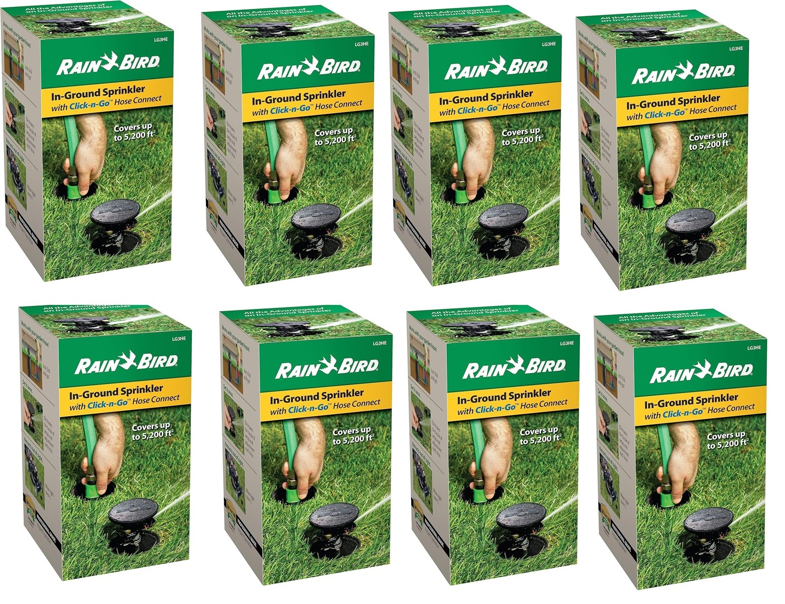 8 Pack Rain Bird LG3HE In-Ground Sprinkler with Click-n-Go Hose Connect 40Ft gallery