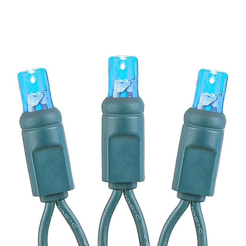 100 Light LED Christmas Mini Light Set, Patio Light, Teal, Green Wire, 34’ gallery