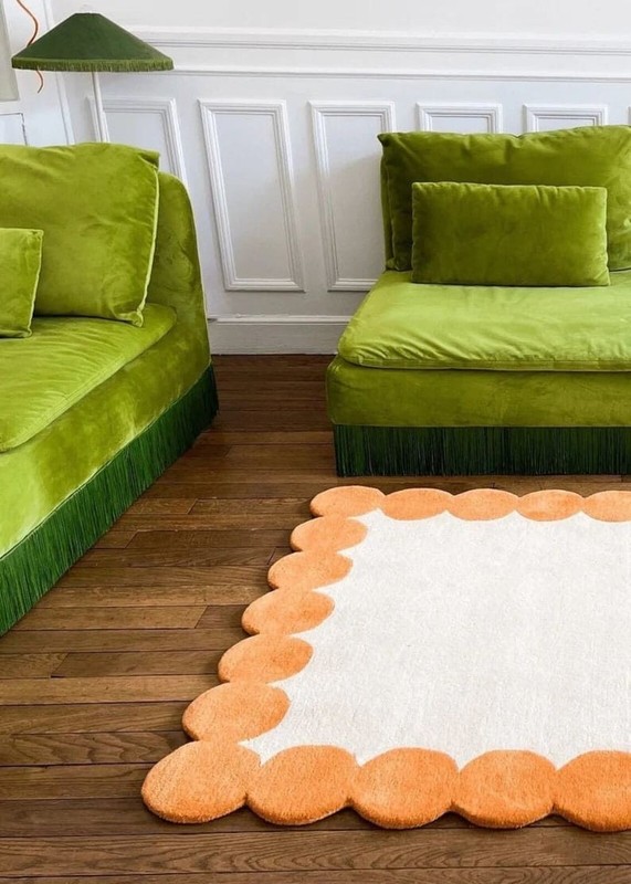 8X10 FT Wool Tufted Carpets, Scallop Carpets, Luxury Custom Carpets, hallway rug gallery