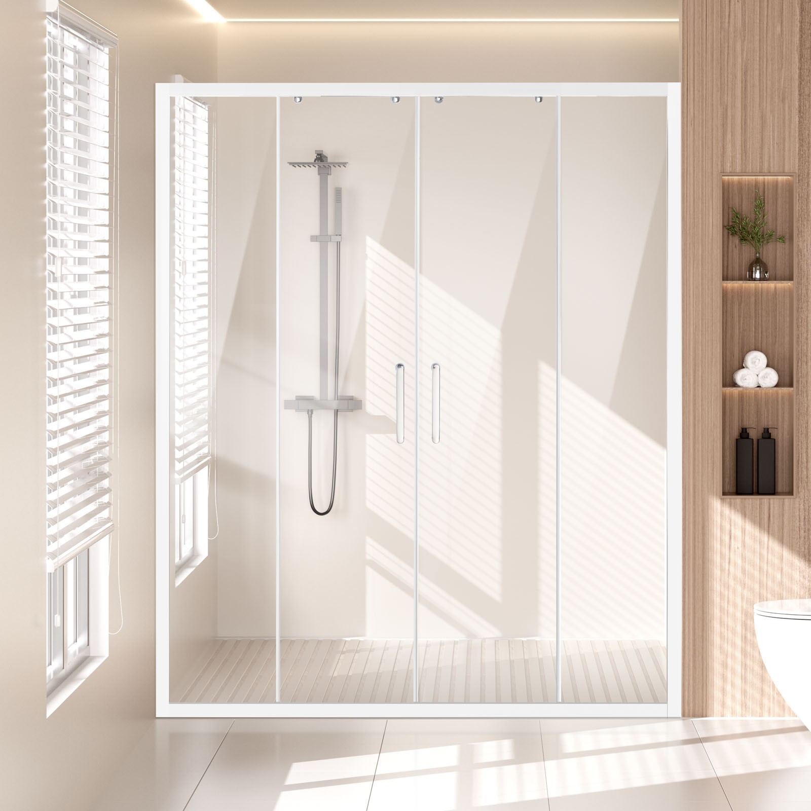 VEVOR Semi-frameless Double Sliding Shower Door SGCC Tempered Glass 1/4" Chrome gallery